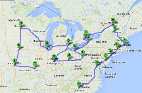 Sample tour routing